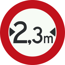 Nederlands verkeersbord: Any vehicles that are wider that indicated forbidden
