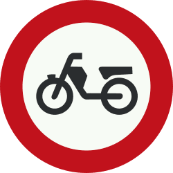 Nederlands verkeersbord: Mopeds prohibited