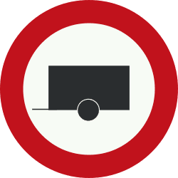 Nederlands verkeersbord: Trailers prohibited