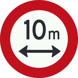 Nederlands verkeersbord: Vehicles longer than indicated length prohibited