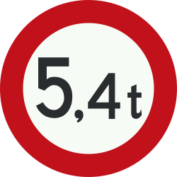 Nederlands verkeersbord: Vehicles weighing heavier than indicated forbidden